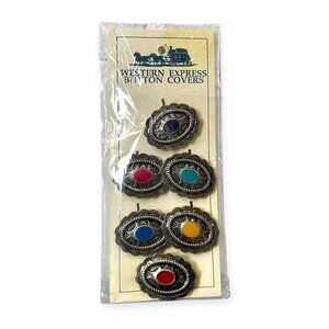 90s Western Express Concho 6 pc Set of Button Covers (New)